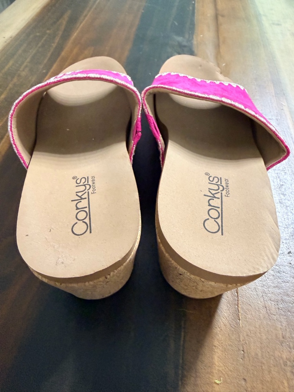 Corkys Bright Pink Suede Slip-On Wedge Mules - Picture 3 of 6